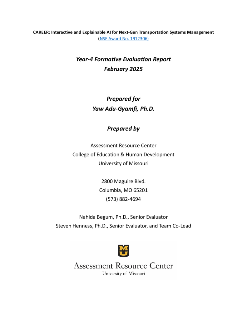 Year-4 Formative Evaluation Report - CAREER: Interactive and Explainable AI for Next-Gen Transportation Systems Management preview